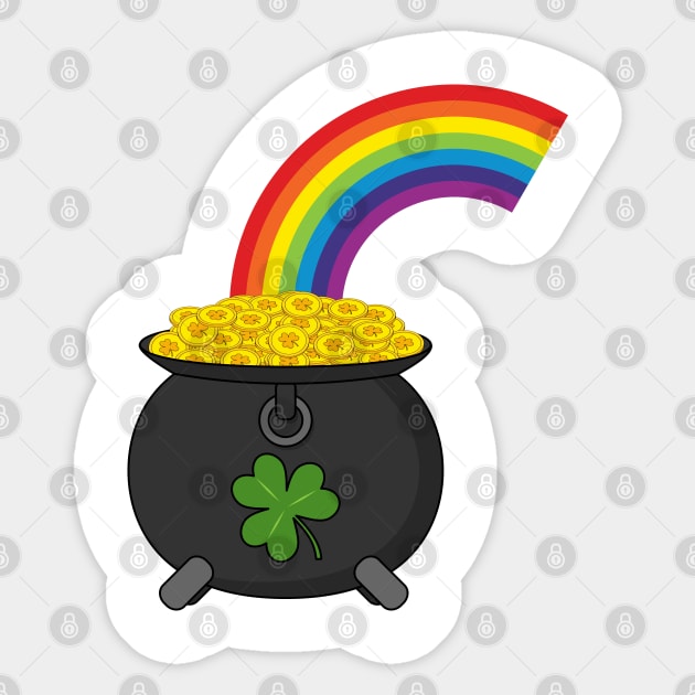 Pot of Gold Rainbow Cartoon Sticker by BirdAtWork